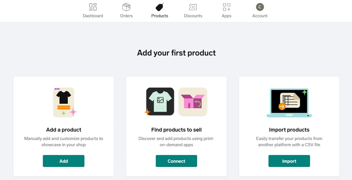 Big Cartel product import feature showing seamless integration with Etsy, Shopify, and BigCommerce for easy product migration and print-on-demand dropshipping setup